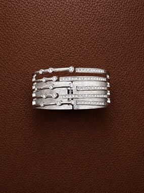 Silver-Tone Hinged Bangle Bracelet